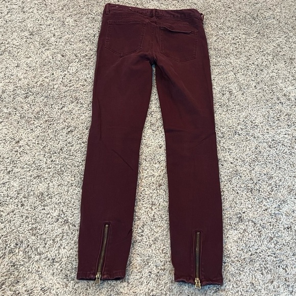 LOFT Legging Skinny Low Rise Burgundy Dark Red Low Rise Ankle Zip Pants 00 24 - Picture 2 of 8